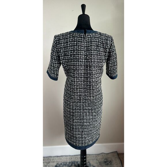 AUTHENTIC CHANEL 17A BLUE GREEN WHITE MULTICOLOR TWEED SUEDE LEATHER DRESS 38 - Picture 7 of 16